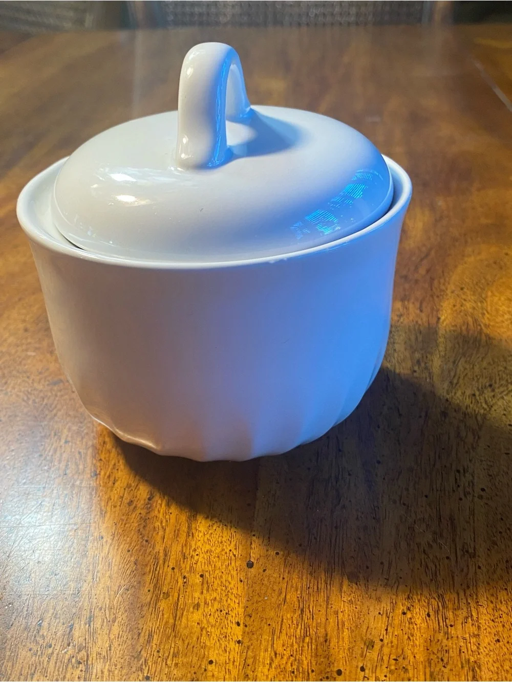 Corelle White Swirl Enhancement Covered Sugar Bowl